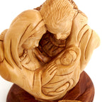 Olive wood nativity scene hand carved in Bethlehem, 7.9 inch side angle of the olive wood sculpture