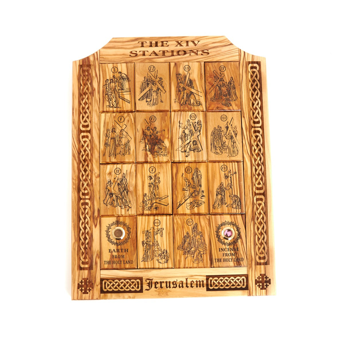 14 Stations of the Cross, 16.3" Olive Wood Plaque