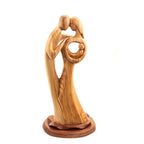 Holy Family olive wood statue hand carved in Bethlehem, 17.3 inch side angle of the olive wood sculpture