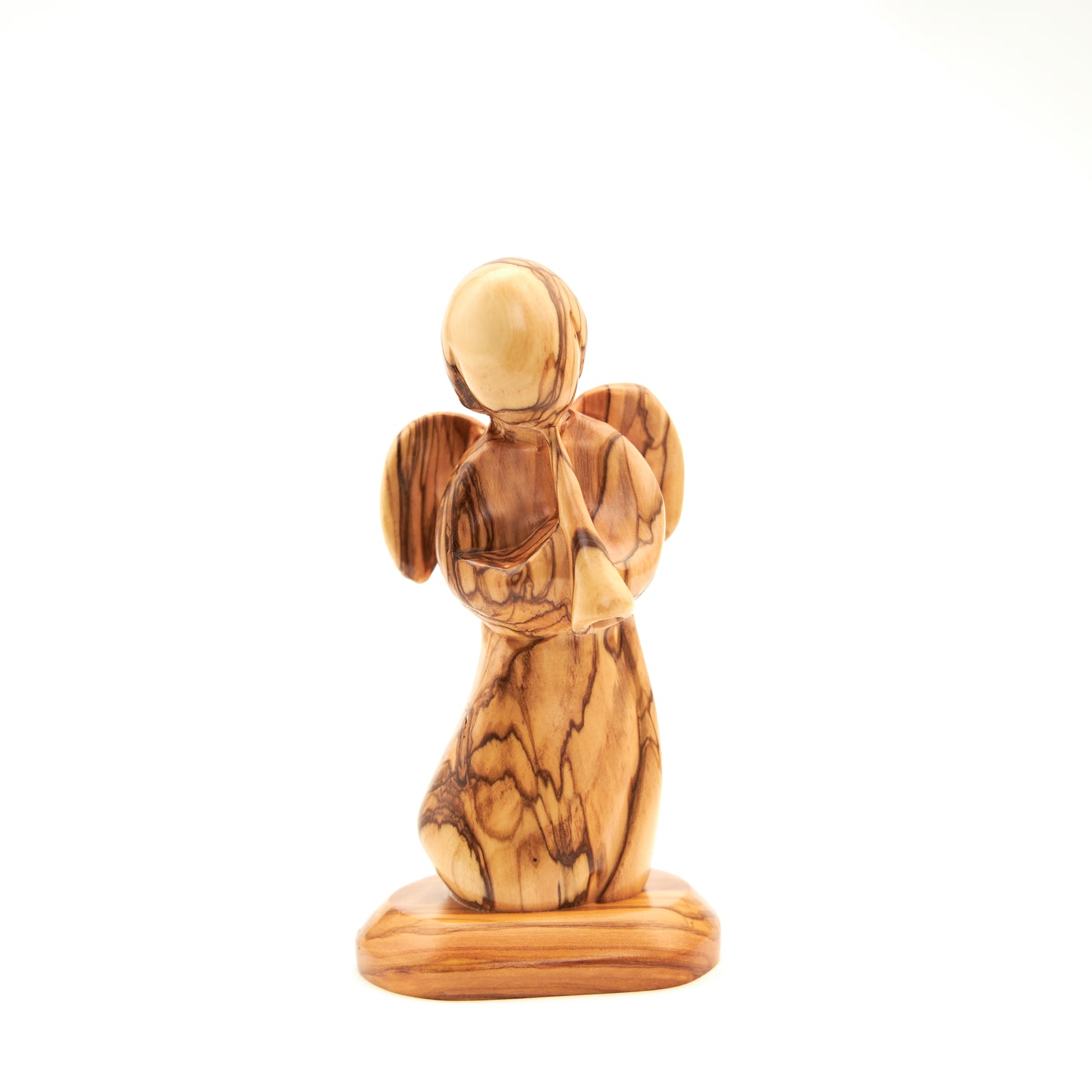 Angel Playing Music, Hand Carved Olive Wood 5.9"