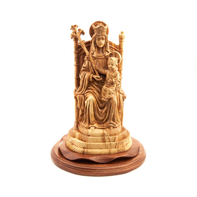 Virgin Mary w/ Baby Jesus Statue, 14.6" Olive Wood Carving Statue from Bethlehem