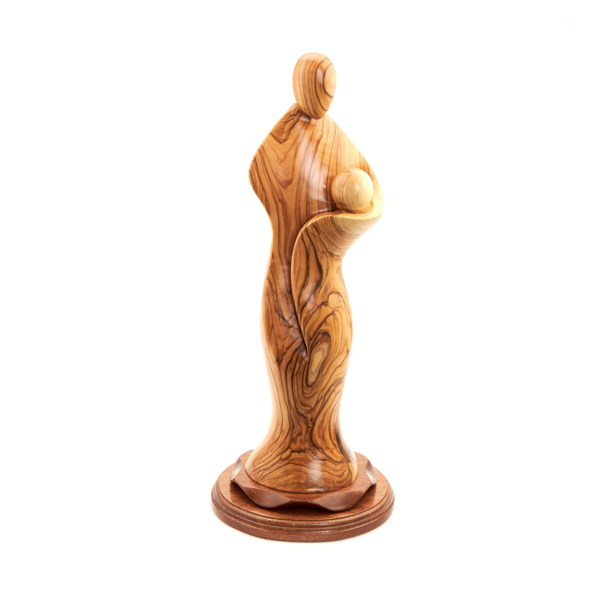 Virgin Mary with Baby Jesus Statue Abstract, 17.3" Olive Wood Carving Statue from Bethlehem