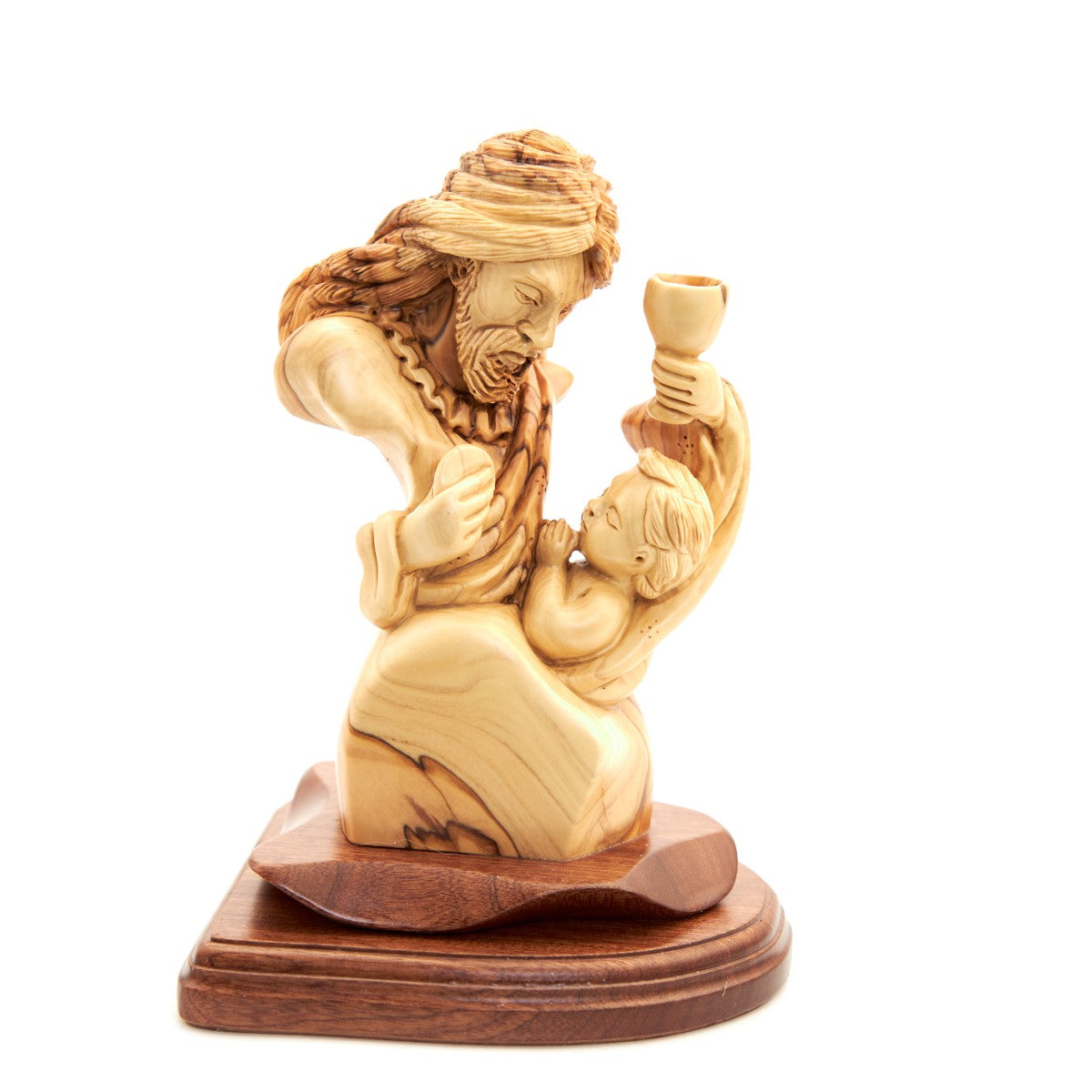 Religious jewelry hand made in Bethlehem Holy Land, 8.7 inch side angle of the wood sculpture