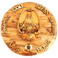 Virgin Mary olive wood statue from Bethlehem hand carved, 10.2 inch front view of the olive wood masterpiece