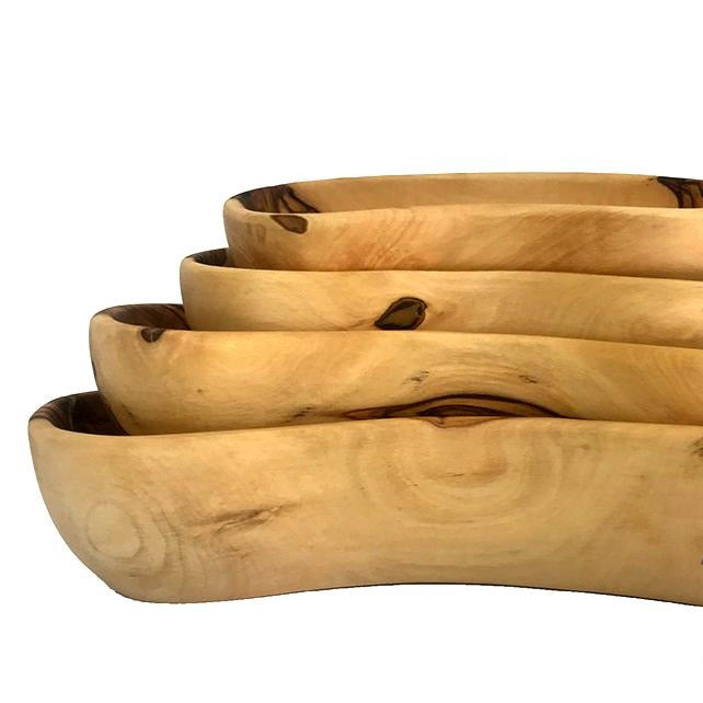 Banana Shaped Olive Wood Bowls Set of 4