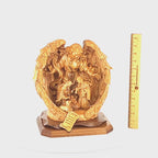 Guardian Angel with Holy Family Nativity Scene Masterpiece 11.8" , Christmas Art Masterpiece Olive Wood Carved Sculpture from the Holy Land