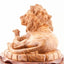 Hand Carved Wooden Lion with a Lamb - Statuettes - Bethlehem Handicrafts