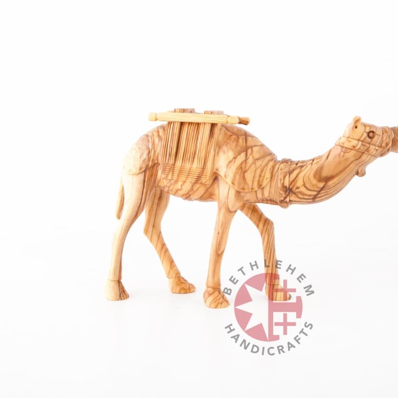 religious olive wood statue hand carved in Bethlehem, 5.9 inch three quarter view of the religious piece