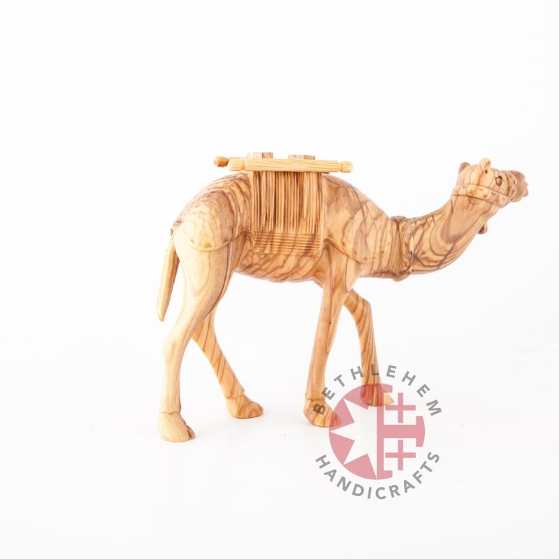 religious olive wood statue hand carved in Bethlehem, 5.9 inch back view of the olive wood sculpture