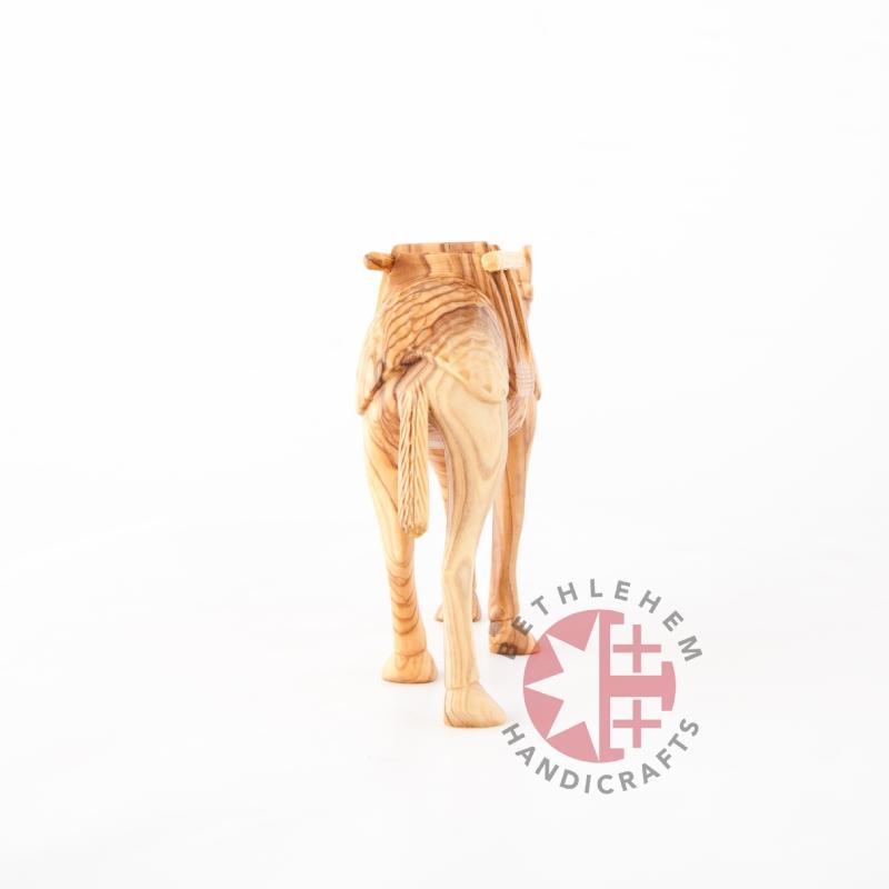 religious olive wood statue hand carved in Bethlehem, 5.9 inch lifestyle photo on display