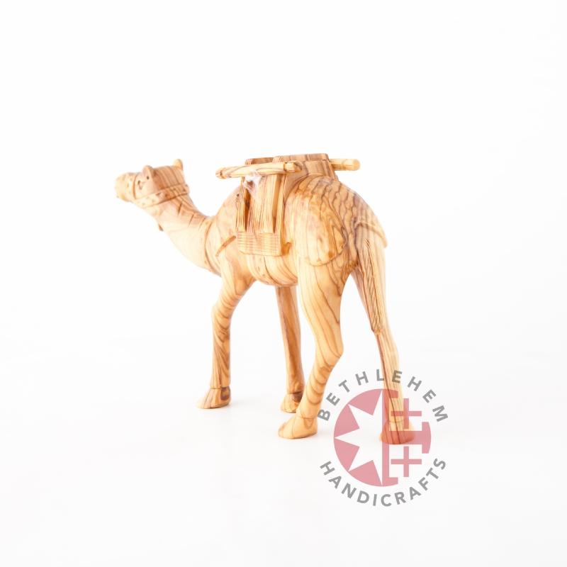 religious olive wood statue hand carved in Bethlehem, 5.9 inch opposite side angle of the religious sculpture