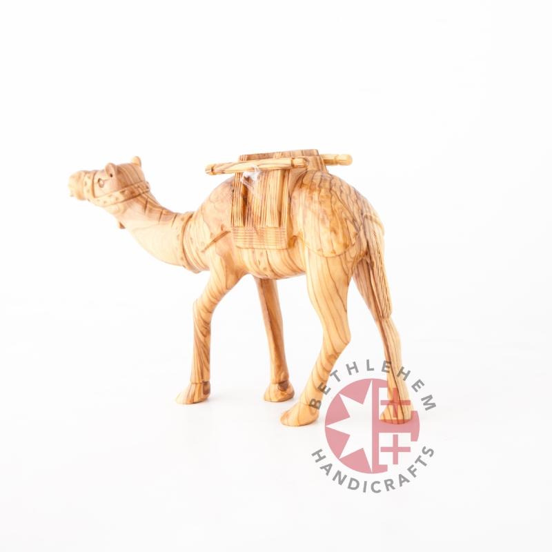 religious olive wood statue hand carved in Bethlehem, 5.9 inch detail of the carved base