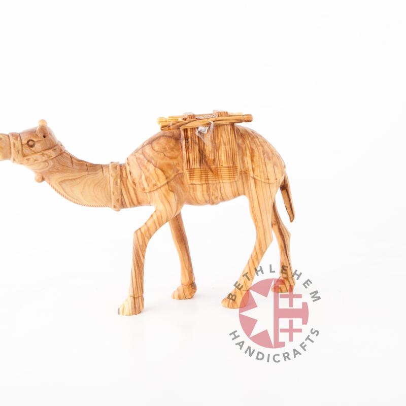 religious olive wood statue hand carved in Bethlehem, 5.9 inch display angle of the Holy Land piece