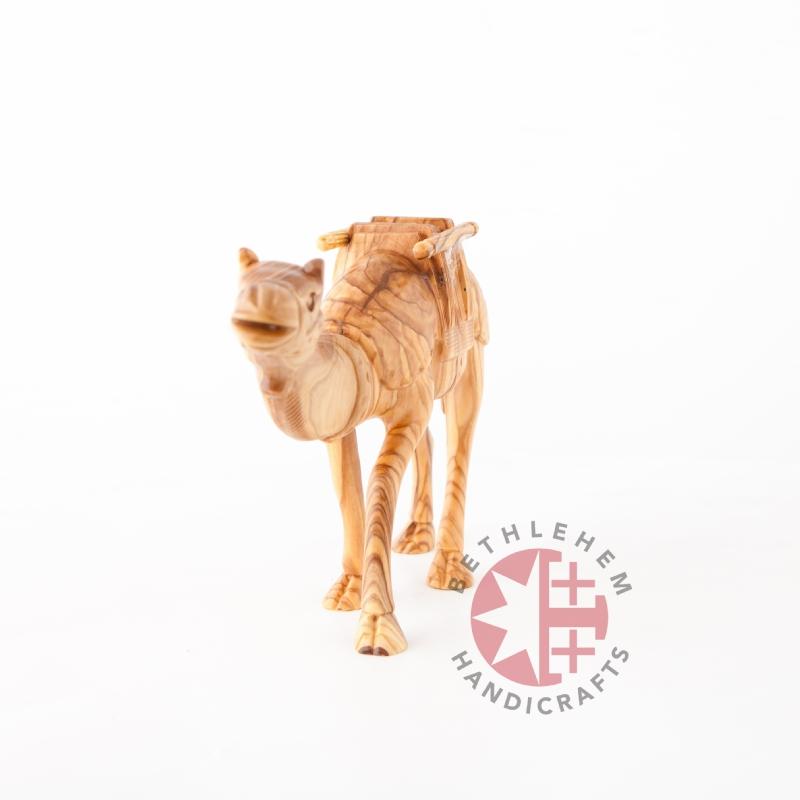 religious olive wood statue hand carved in Bethlehem, 5.9 inch angle showing the olive wood color tones