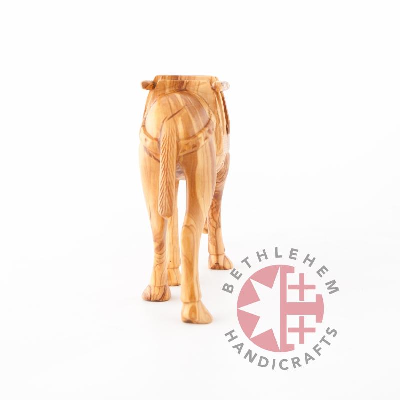 religious olive wood statue hand carved in Bethlehem, 7.9 inch top angle showing detail of the craftsmanship