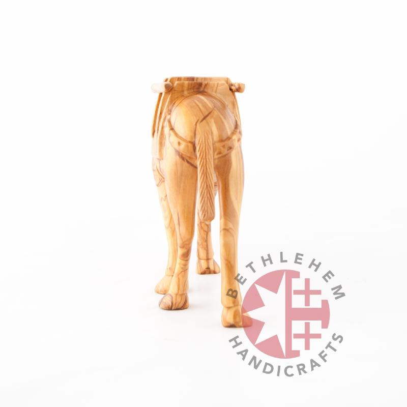 religious olive wood statue hand carved in Bethlehem, 7.9 inch lifestyle photo on display