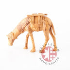 religious olive wood statue hand carved in Bethlehem, 7.9 inch detail of the carved base