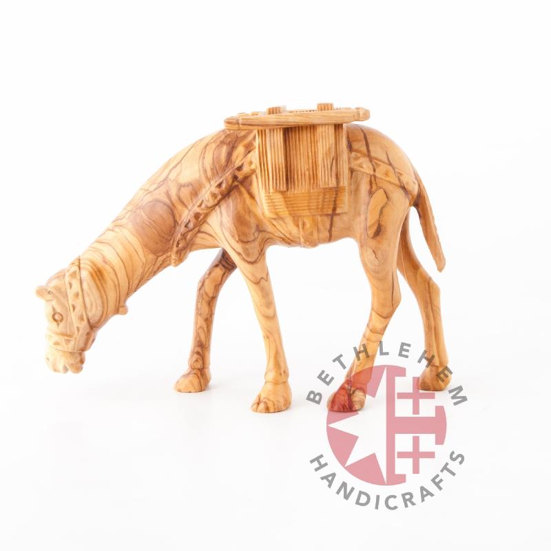 religious olive wood statue hand carved in Bethlehem, 7.9 inch full height view of the masterpiece