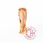 religious olive wood statue hand carved in Bethlehem, 7.9 inch angle showing the olive wood color tones