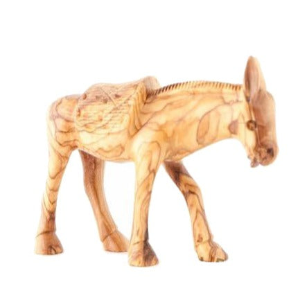 Wooden Donkey Nativity Figurine, 3" Hand Carved in Bethlehem