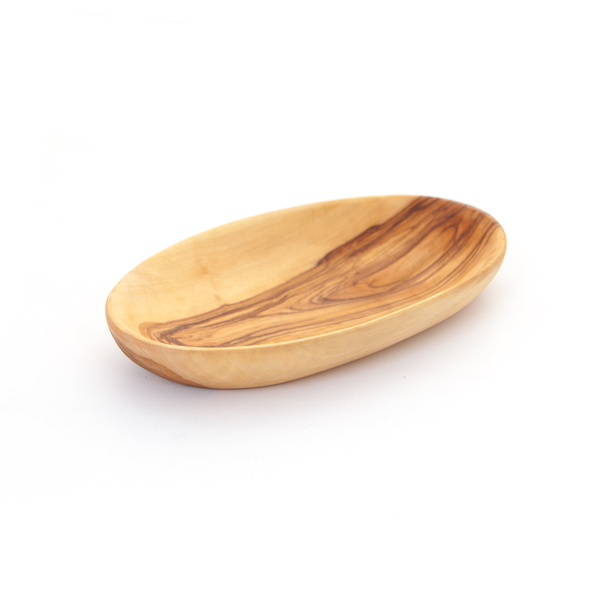 Olive wood tableware hand made in Bethlehem, side angle of the olive wood sculpture