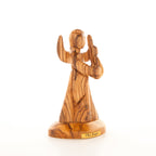 Olive wood nativity scene hand carved in Bethlehem, 5.1 inch side angle of the olive wood sculpture