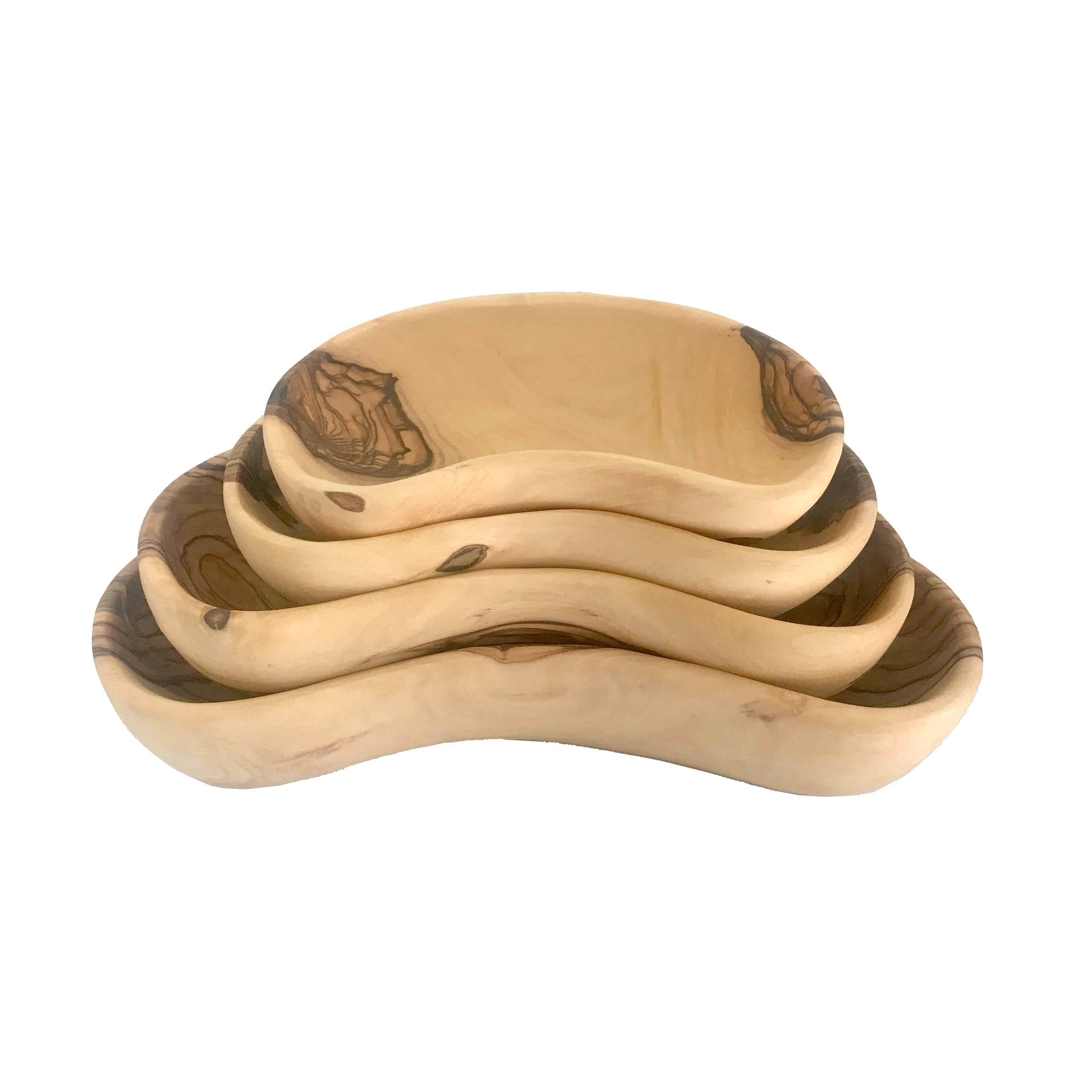 Olive wood tableware hand made in Bethlehem, scale reference view
