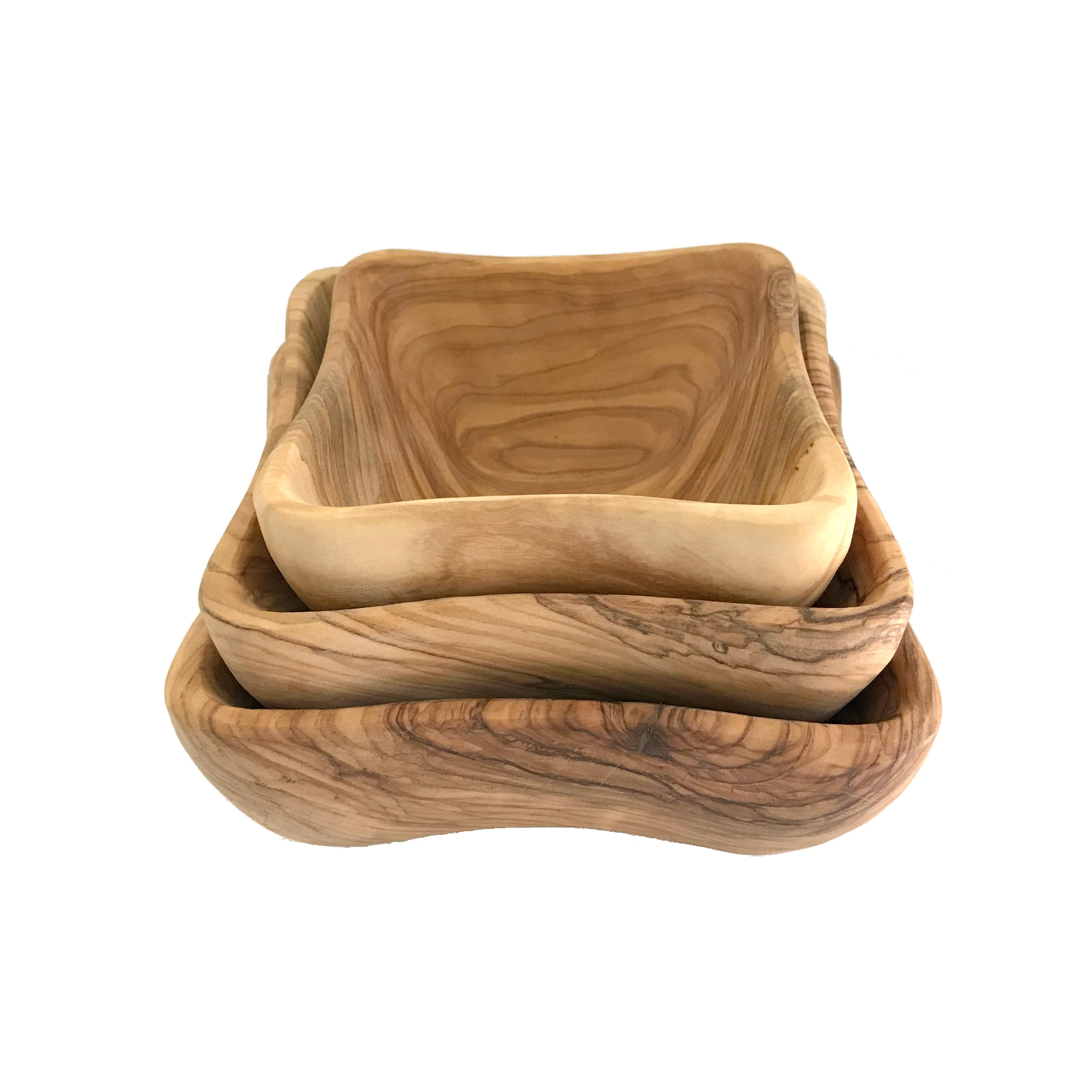 Olive wood tableware hand made in Bethlehem, scale reference view