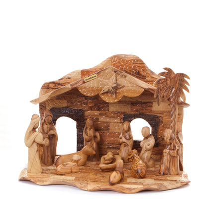 Christmas Nativity Scene Set, 16.5" Unique Carving from Olive Wood in Bethlehem