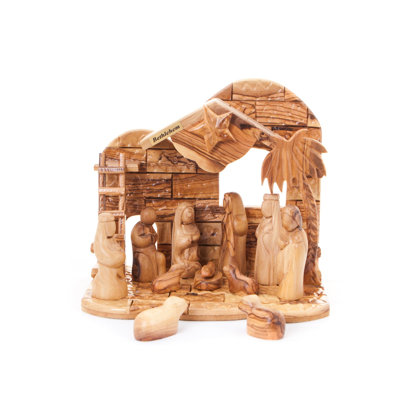 Christmas Nativity Set Scene, 9.7"  Made from Olive Wood in Bethlehem