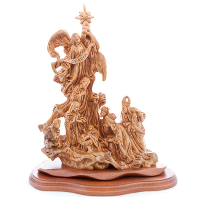 Nativity Scene Masterpiece Wood Carving, 15.7" from Holy Land