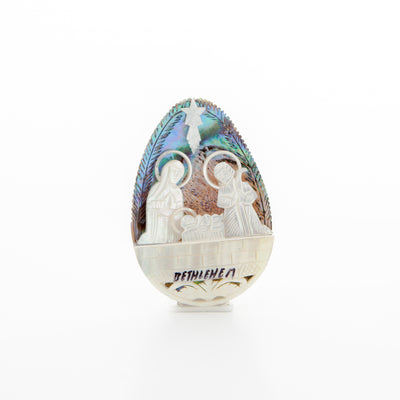 Egg-Shaped Colorful Mother of Pearl Nativity Scene