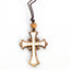 Olive Wood and White Mother of Pearl Cross Necklace