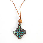 Jerusalem Cross mother of pearl religious gift from Bethlehem, side angle of the olive wood sculpture
