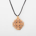 Olive Wood Jerusalem Cross Necklace