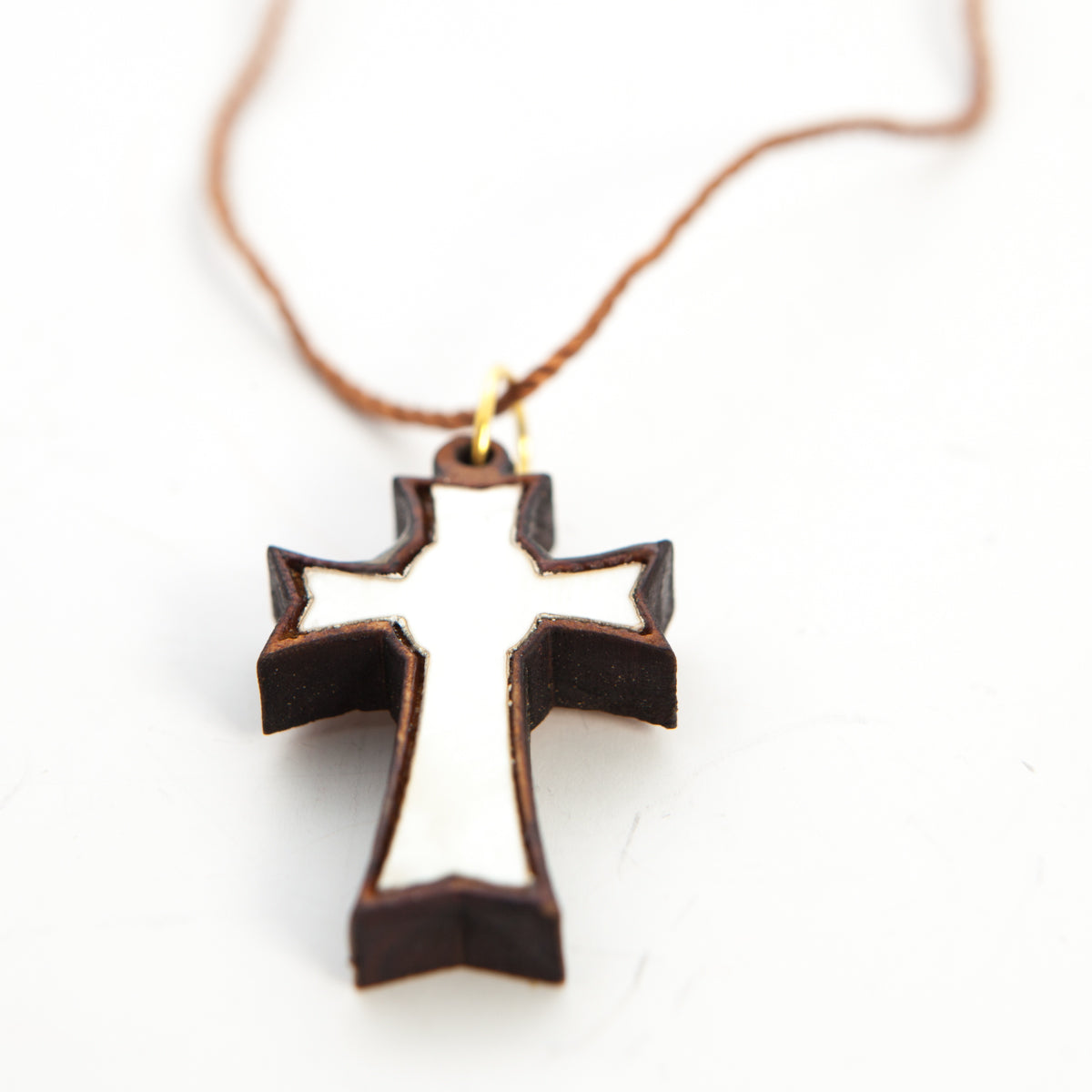 White Mother of Pearl Cross Necklace