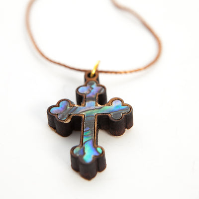 Mother of Pearl Cross Necklace (Budded Style)
