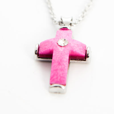 Pink Cross Pendant Birthstones