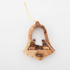 Olive wood nativity scene hand carved in Bethlehem, side angle of the olive wood sculpture