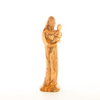 Virgin Mary olive wood statue from Bethlehem hand carved, side angle of the olive wood sculpture