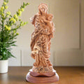 Virgin Mary olive wood statue from Bethlehem hand carved, 14.25 inch front view of the olive wood masterpiece