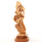 Virgin Mary olive wood statue from Bethlehem hand carved, 11.4 inch side angle of the olive wood sculpture