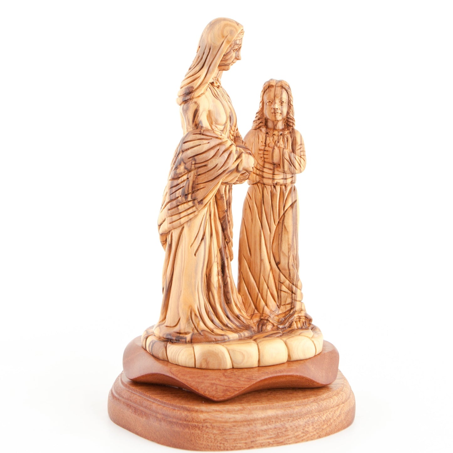 Virgin Mary with Young Jesus Christ Statue, 9.8" Carved from the Holy Land Olive Wood