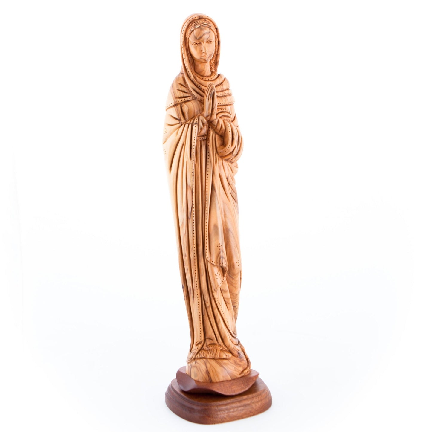 Praying Virgin Mary, 15.7" Olive Wood Carving from Bethlehem