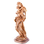 Virgin Mary olive wood statue from Bethlehem hand carved, 20.5 inch detail photo of the hand carved figures
