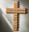 Wall Cross with Lord’s Prayer, 11", Made from Holy Land Olive Wood
