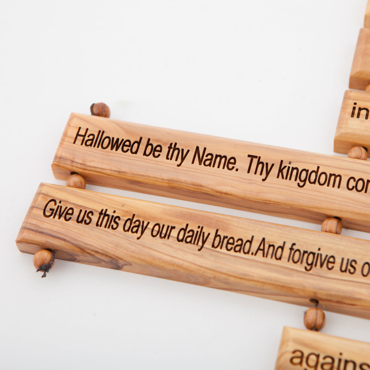 Wall Cross with Lord’s Prayer, 11", Made from Holy Land Olive Wood