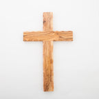 Wooden Cross, 13.8", 14 Stations Engraved, Holy Land Olive Wood
