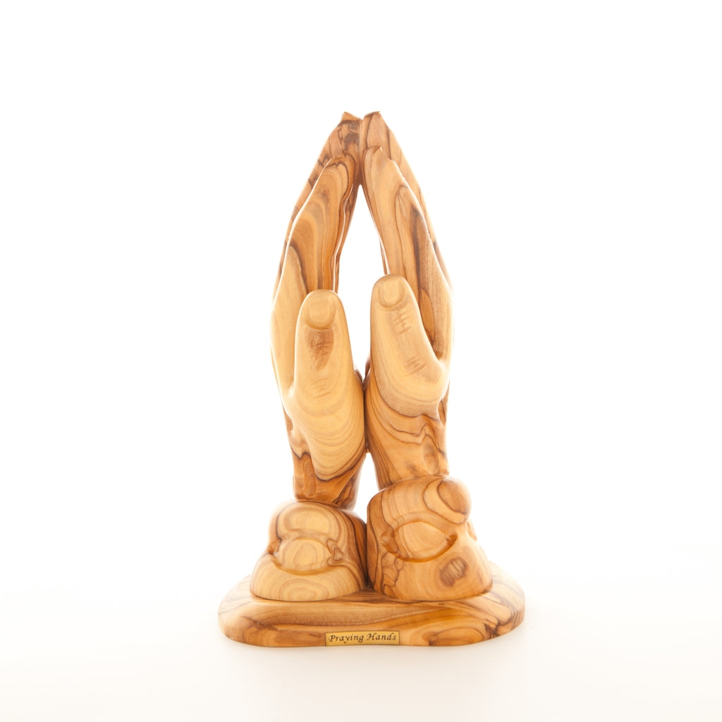 religious olive wood statue hand carved in Bethlehem, 8.5 inch side angle of the olive wood sculpture