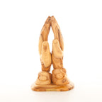 religious olive wood statue hand carved in Bethlehem, 8.5 inch side angle of the olive wood sculpture